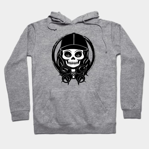 Security Skull and Crossed Handcuffs Black Logo Hoodie by Nuletto